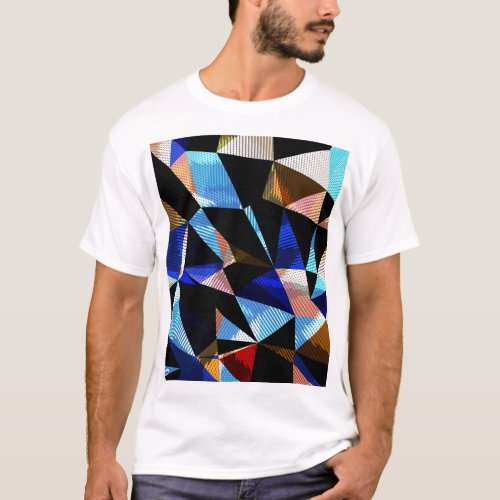 Colorful Geometric Triangles Abstract Background T_Shirt