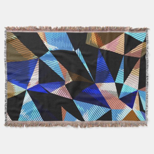 Colorful Geometric Triangles Abstract Background Throw Blanket