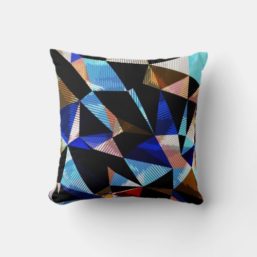 Colorful Geometric Triangles Abstract Background Throw Pillow