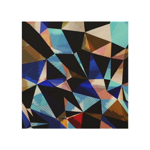 Colorful Geometric Triangles Abstract Background Wood Wall Art