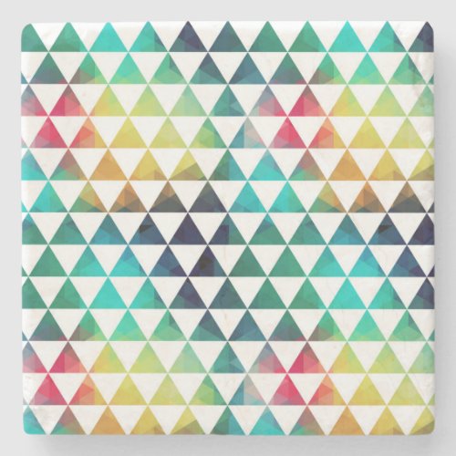 Colorful Geometric Triangles Abstract Pattern Stone Coaster