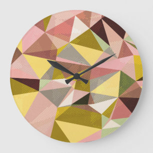Colorful Geometric Triangles Abstract Texture. Large Clock