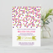 Colorful Geometric Triangles Bridal Shower Invitation (Standing Front)