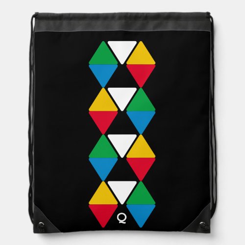 Colorful Geometric Triangles Drawstring Bag