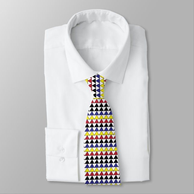 Colorful Geometric Triangles Pattern     Neck Tie (Tied)