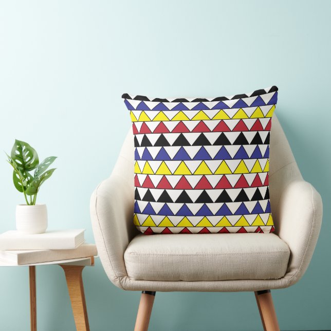 Colorful Geometric Triangles Pattern Throw Pillow (Chair)