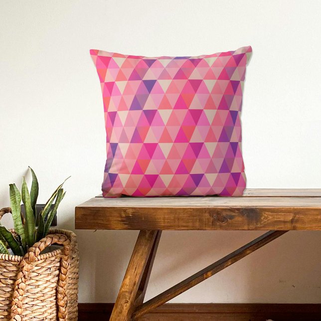 Colorful Geometric Triangles Pattern Throw Pillow (Creator Uploaded)