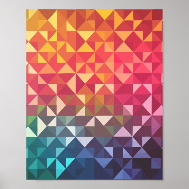 Colorful Geometric Triangles Poster (Front)