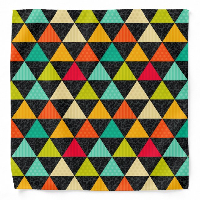 Colorful Geometric Triangles Seamless Pattern Bandana (Front)