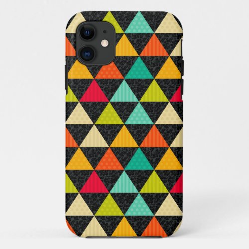 Colorful Geometric Triangles Seamless Pattern iPhone 11 Case