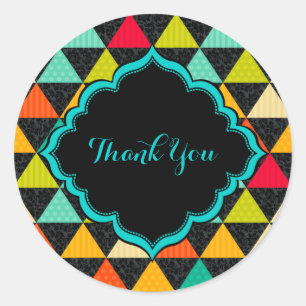 Colorful Geometric Triangles Seamless Pattern Classic Round Sticker