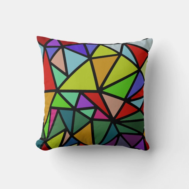 colorful geometric triangles throw pillow (Front)