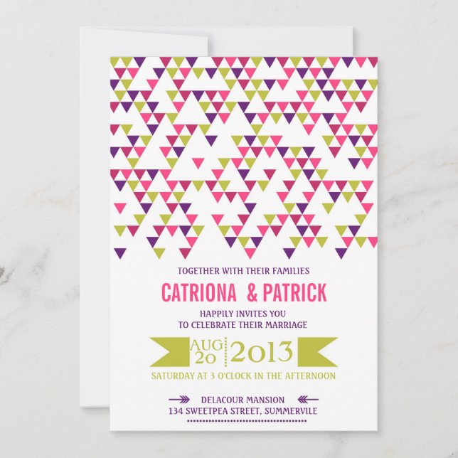 Colorful Geometric Triangles Wedding Invitation (Front)