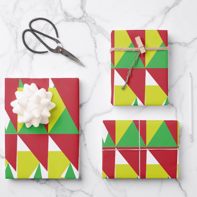 Colorful Geometric Triangles   Wrapping Paper Sheets (Front)