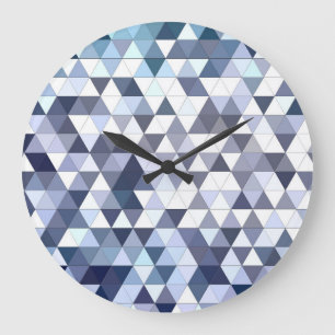 Colorful geometric triangular mosaic: abstract bac large clock