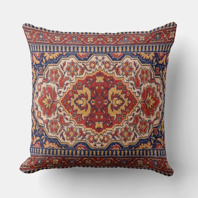 Colorful Geometric Tribal Rug Design Throw Pillow (Front)