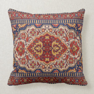 Colorful Geometric Tribal Rug Design Throw Pillow