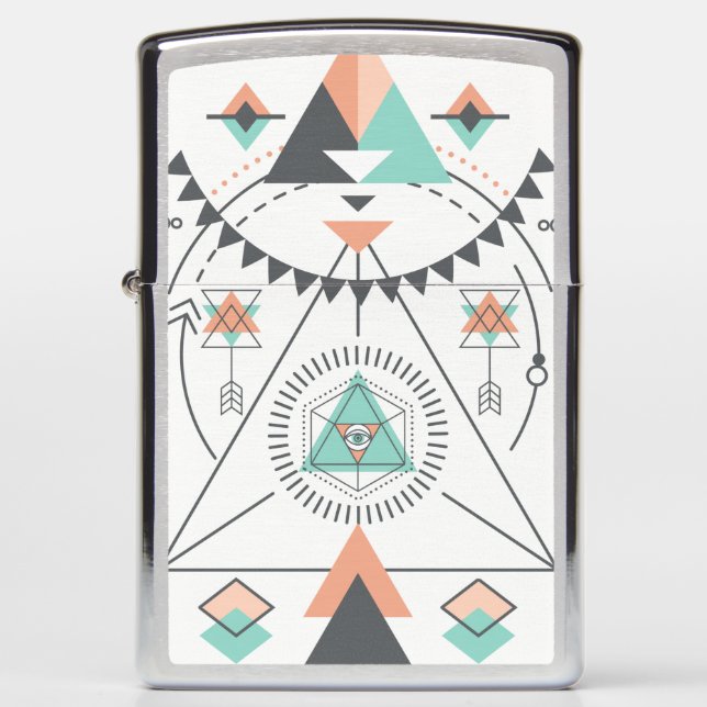 Colorful Geometric Tribal Totem Zippo Lighter (Front)