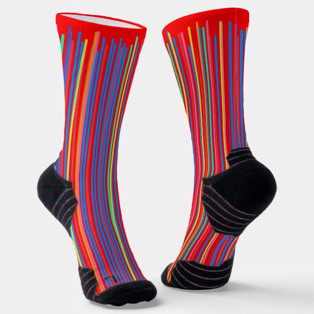Colorful Geometric Vertical Striped Lined Socks (Angled)