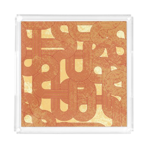 Colorful Geometric Vintage Abstract Acrylic Tray
