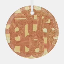 Colorful Geometric Vintage Abstract. Glass Ornament