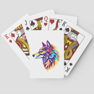 Colorful Geometric Wolf Classic Playing Cards