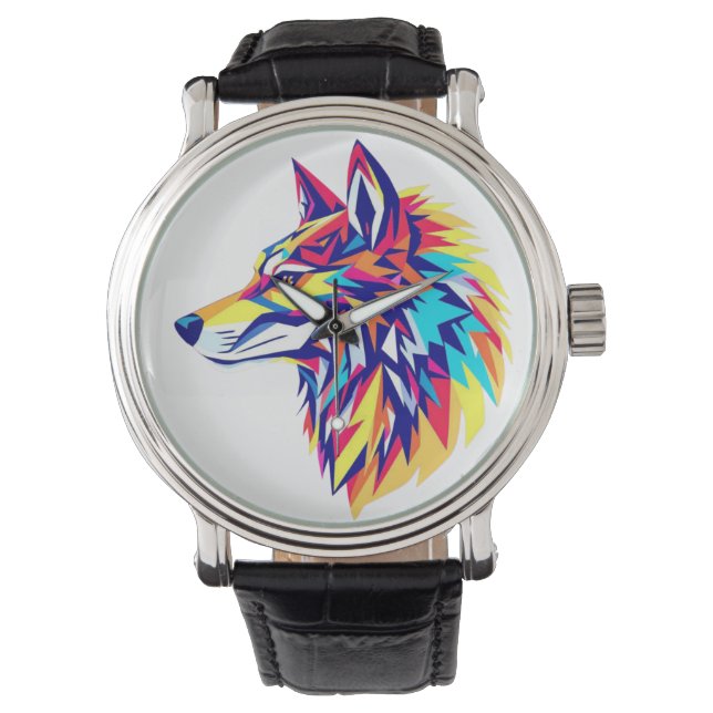 Colorful Geometric Wolf eWatch Watch (Front)