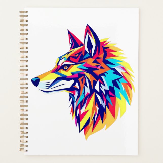 Colorful Geometric Wolf Planner (Front)