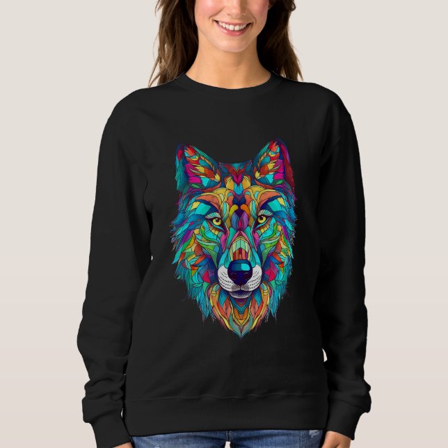 Colorful geometric Wolf Sweatshirt (Front)