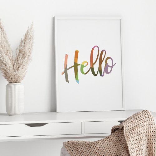 Colorful Geometric Word Art Typography Hello Poster