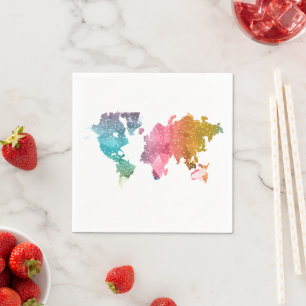 Colorful Geometric World Map – Trendy Napkins