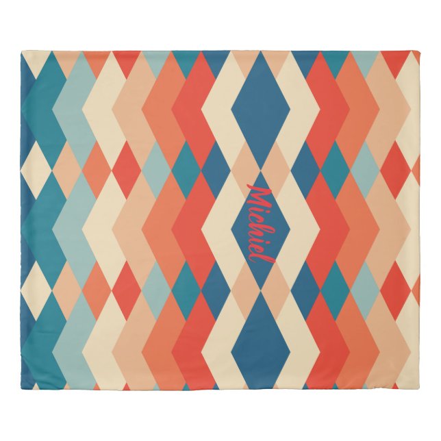 Colorful Geometric Zig-Zag Duvet Cover – Modern  (Front)
