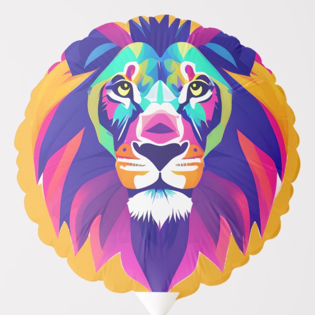 Colorful Geometrical Lion Head Balloon (Front)