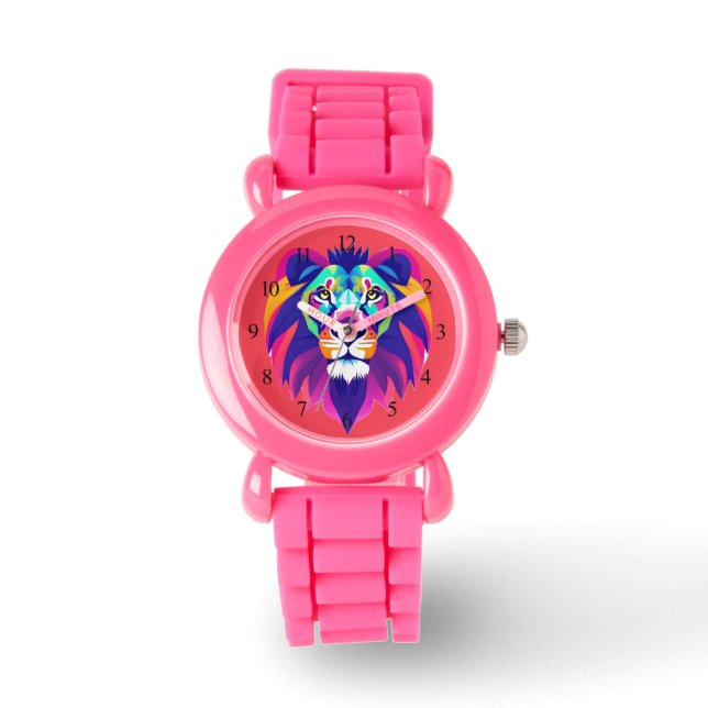 Colorful Geometrical Lion Head Watch (Front)