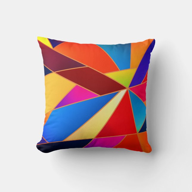 Colorful Geometrical Shapes Print Throw Pillow (Front)