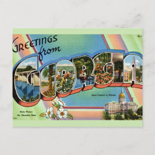 Colorful Georgia State Greetings Postcard