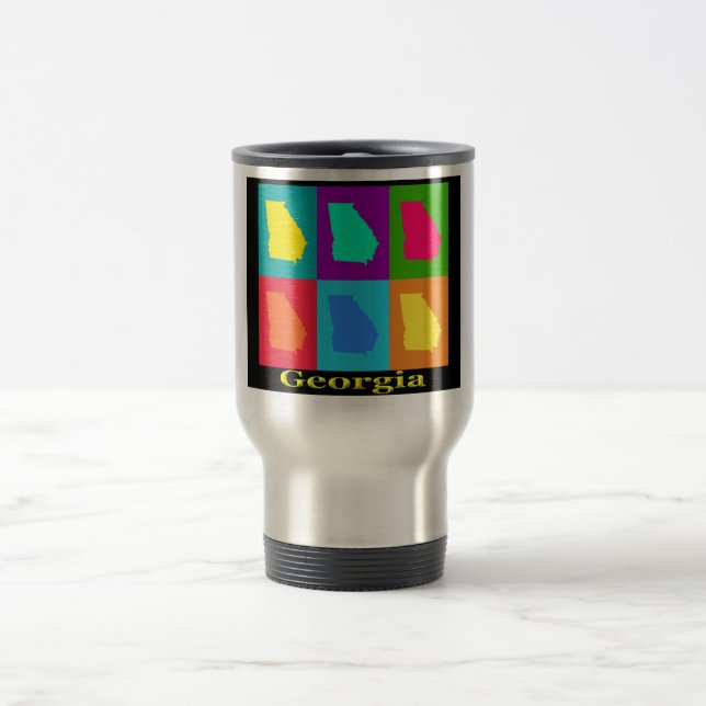 Colorful Georgia State Pop Art Map Travel Mug (Center)