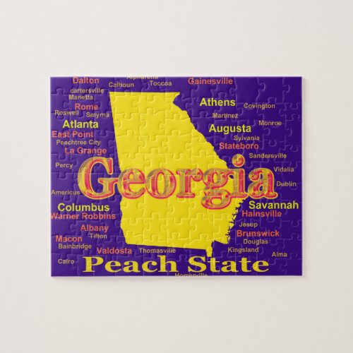 Colorful Georgia State Pride Map Silhouette Jigsaw Puzzle