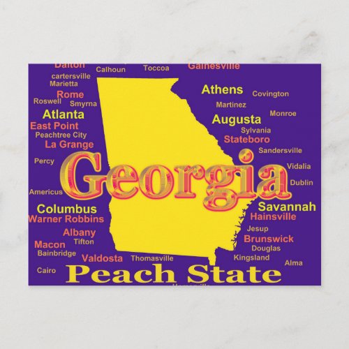Colorful Georgia State Pride Map Silhouette Postcard