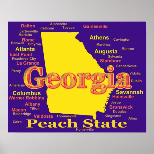 Colorful Georgia State Pride Map Silhouette Poster