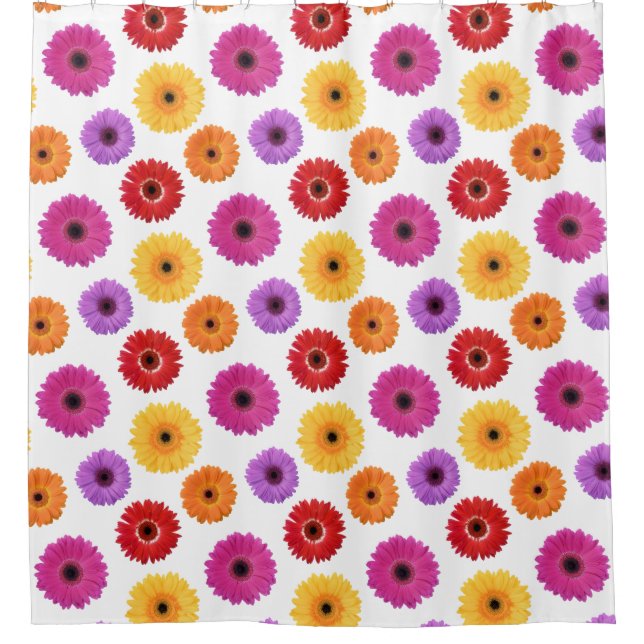 Colorful Gerber Daisies Bold Floral Shower Curtain (Front)