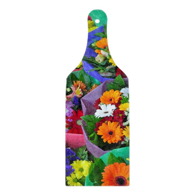Colorful gerber flowers cutting board (Front)