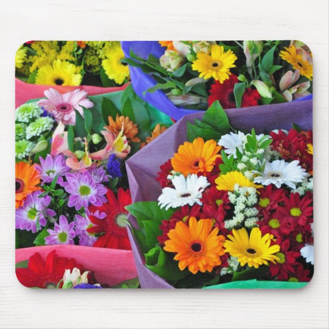 Colorful gerber flowers print mousepad (Front)
