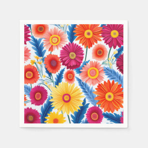 Colorful Gerbera Daisies Floral Napkins
