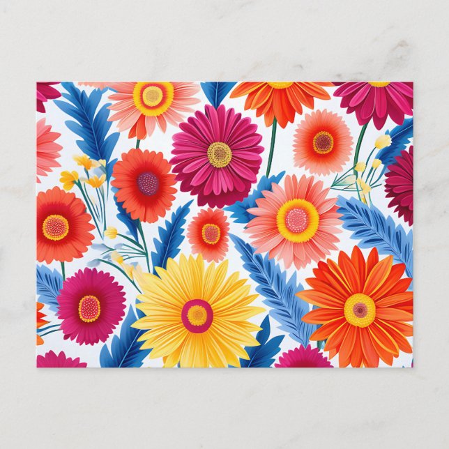 Colorful Gerbera Daisies Floral Postcard (Front)
