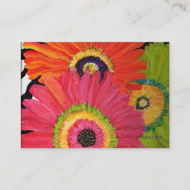 Colorful Gerbera Daisy Business Cards (Front)