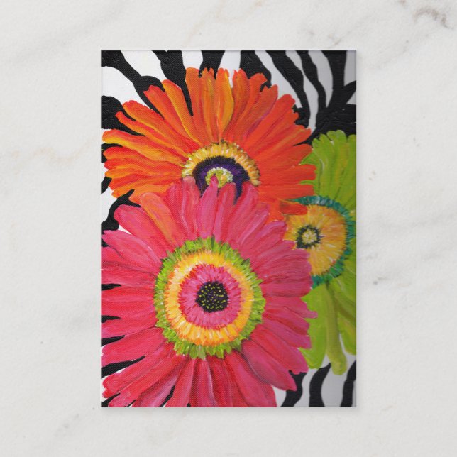 Colorful Gerbera Daisy Business Cards (Front)