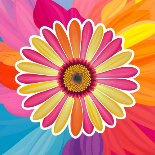 Colorful Gerbera Daisy Floral Sticker