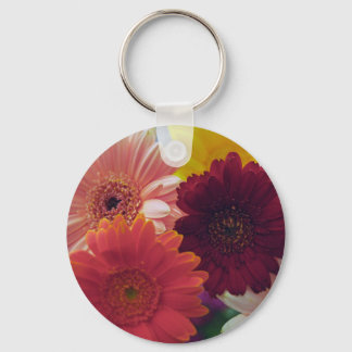 Colorful Gerbera Daisy Flower Photo Art Key Chain
