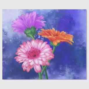 Colorful Gerberas Wrapping Paper Flowers